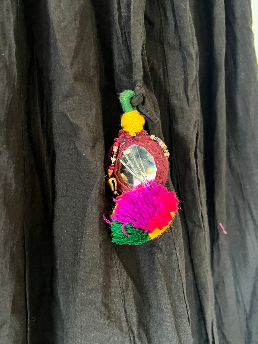 Long Black Skirt with Colorful Trim