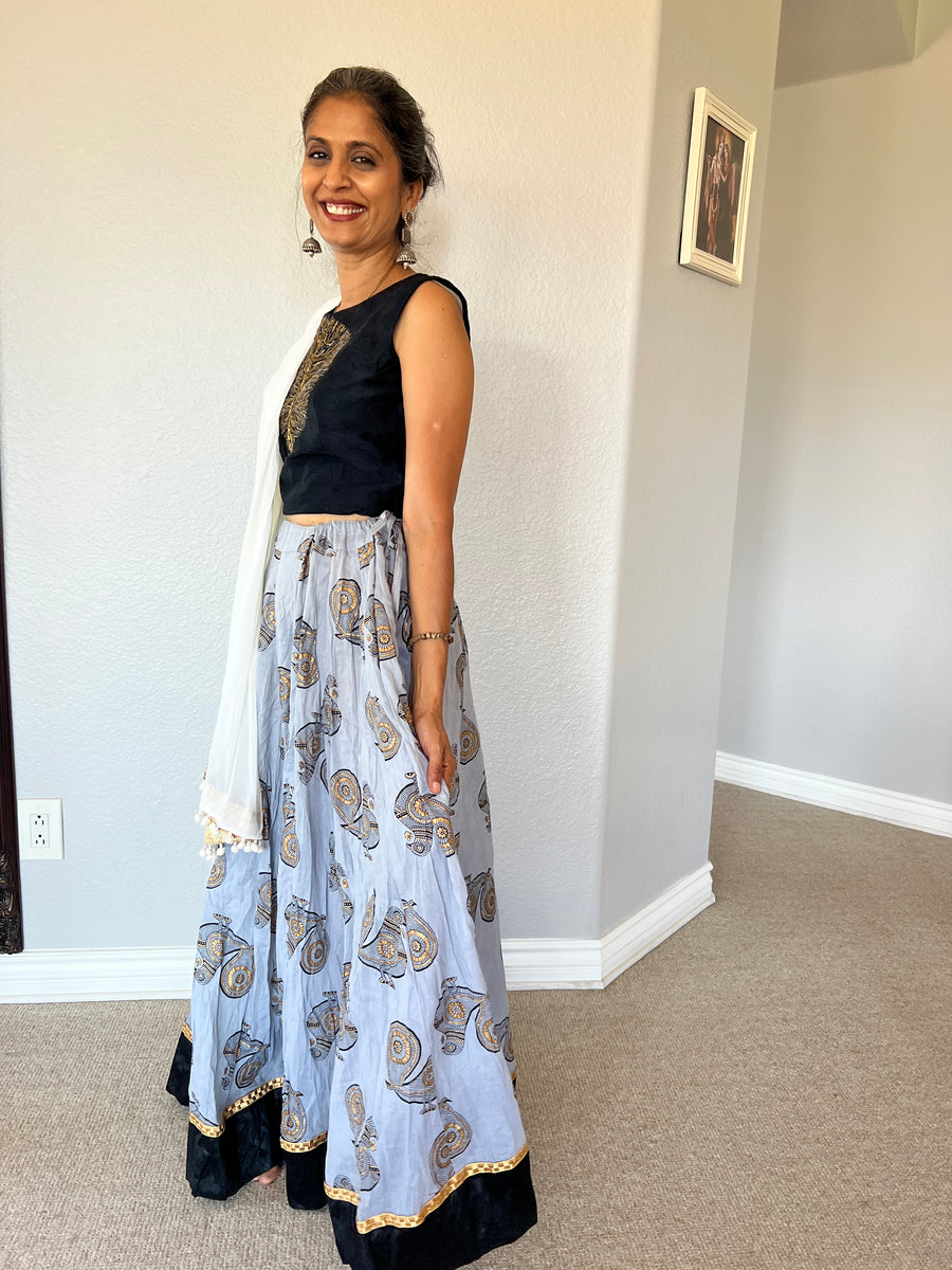 2-Piece Black, Gray and Gold Outfit