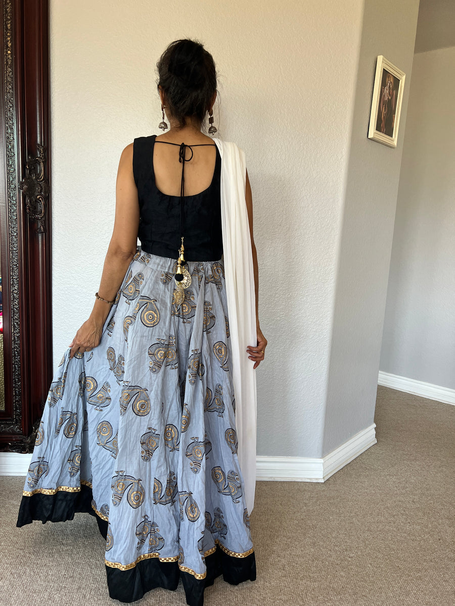 2-Piece Black, Gray and Gold Outfit