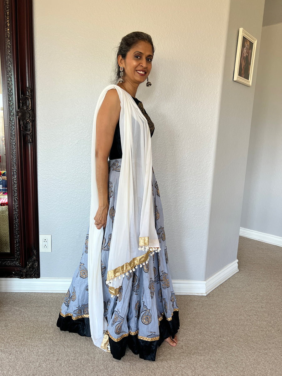 2-Piece Black, Gray and Gold Outfit