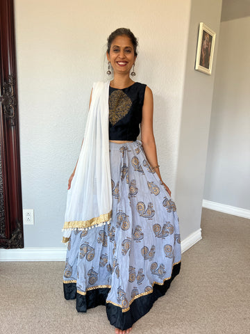 2-Piece Black, Gray and Gold Outfit