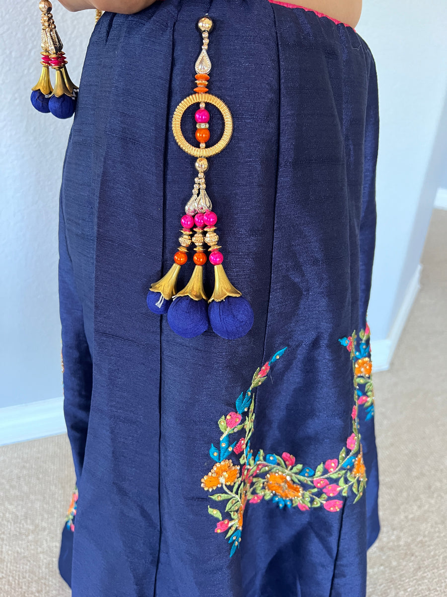 2-Piece outfit-Orange and Navy Blue