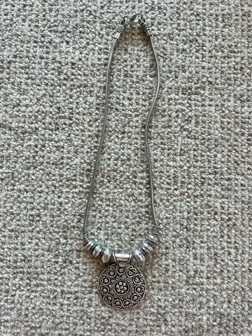 Silver Necklace with large Medallion