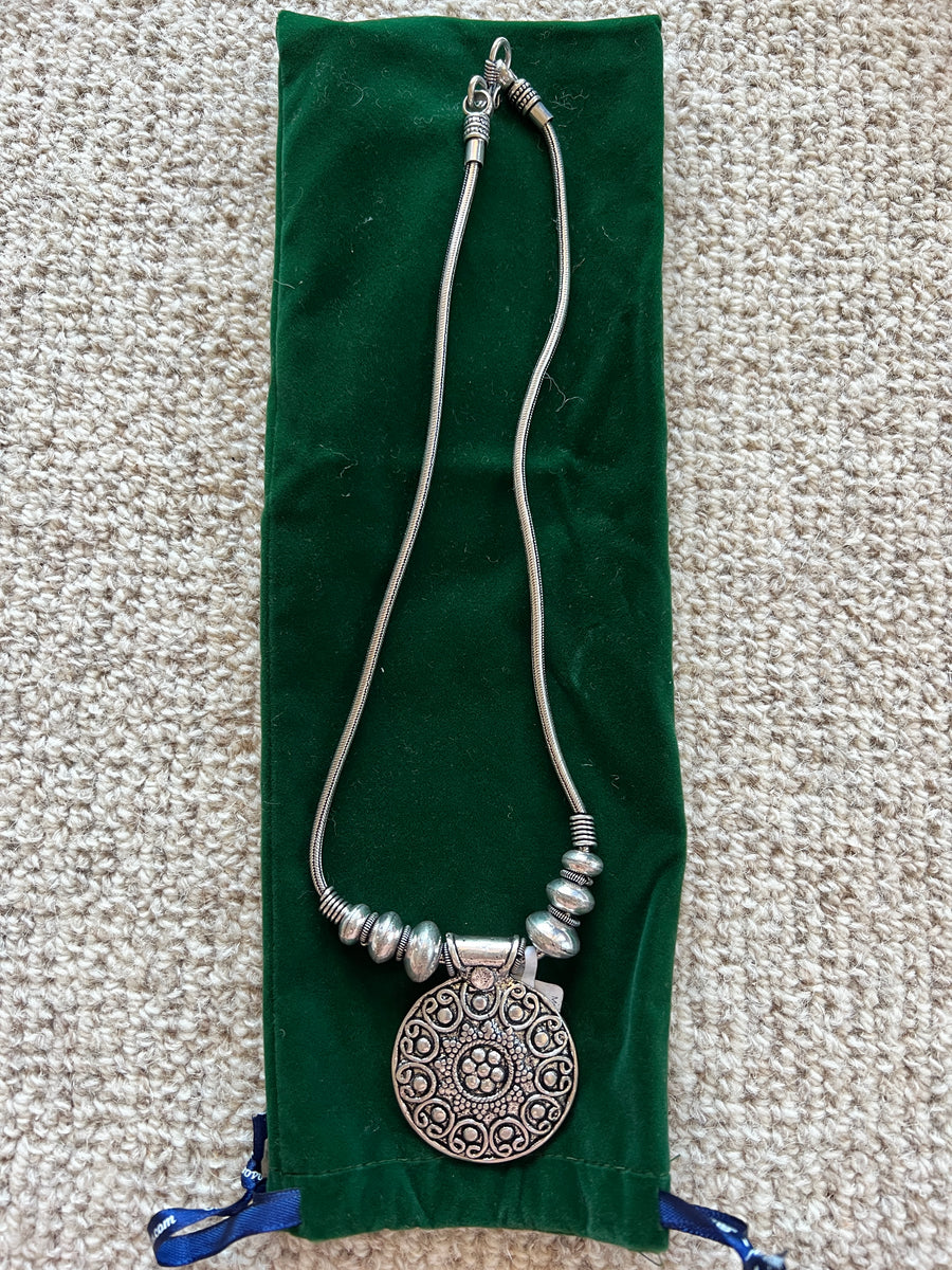 Silver Necklace with large Medallion