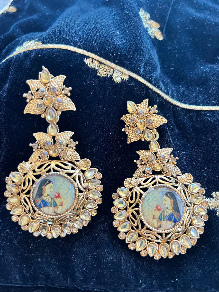 Gold Cloisonne Earrings